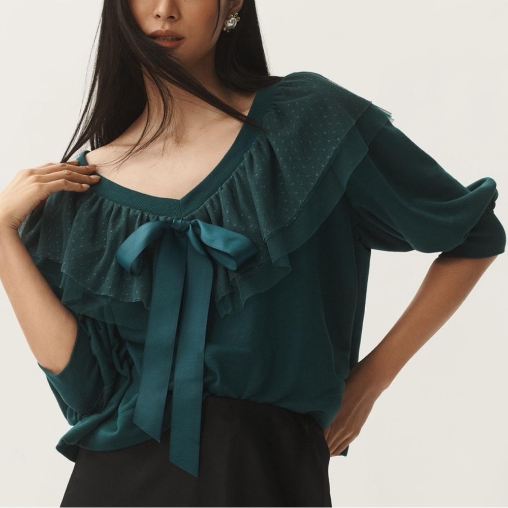 Maeve Teal V-Neck Sweater